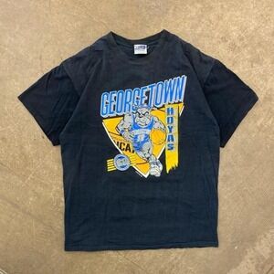 Vintage 90s Georgetown Hoyas NCAA College Basketball Mascot Capitol Shirt XL